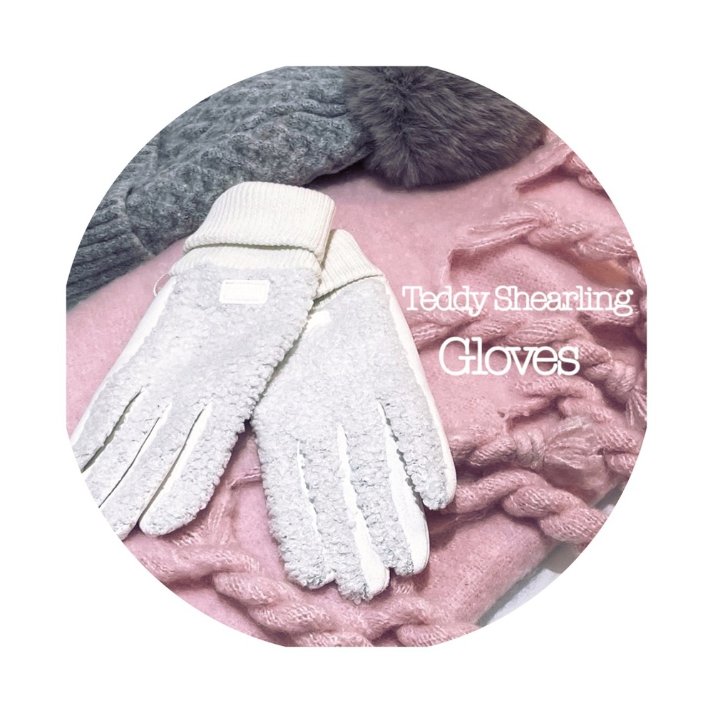Fuzzy Teddy Shearling Gloves